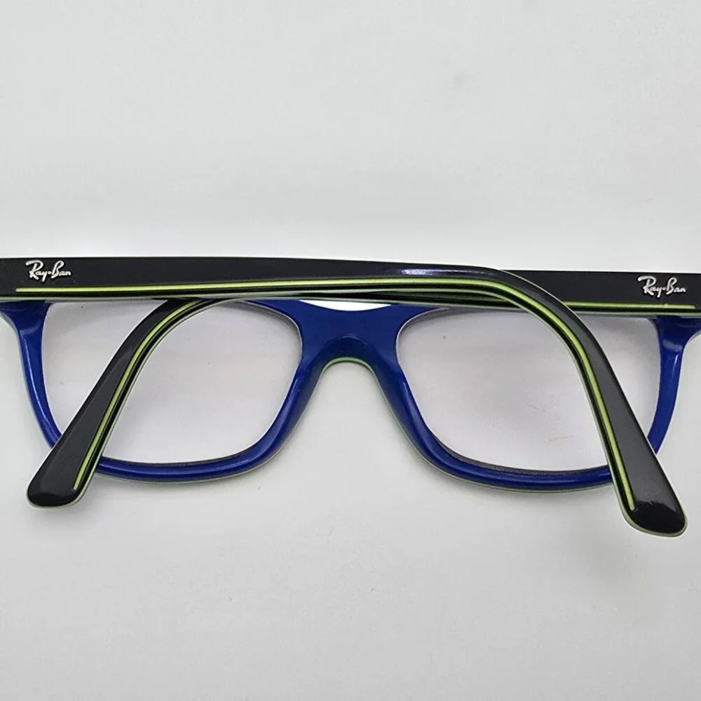 Ray-Ban Jr. RB1536 3600 Dark Grey Neon Green on Blue Kids Eyeglasses Frame 48mm